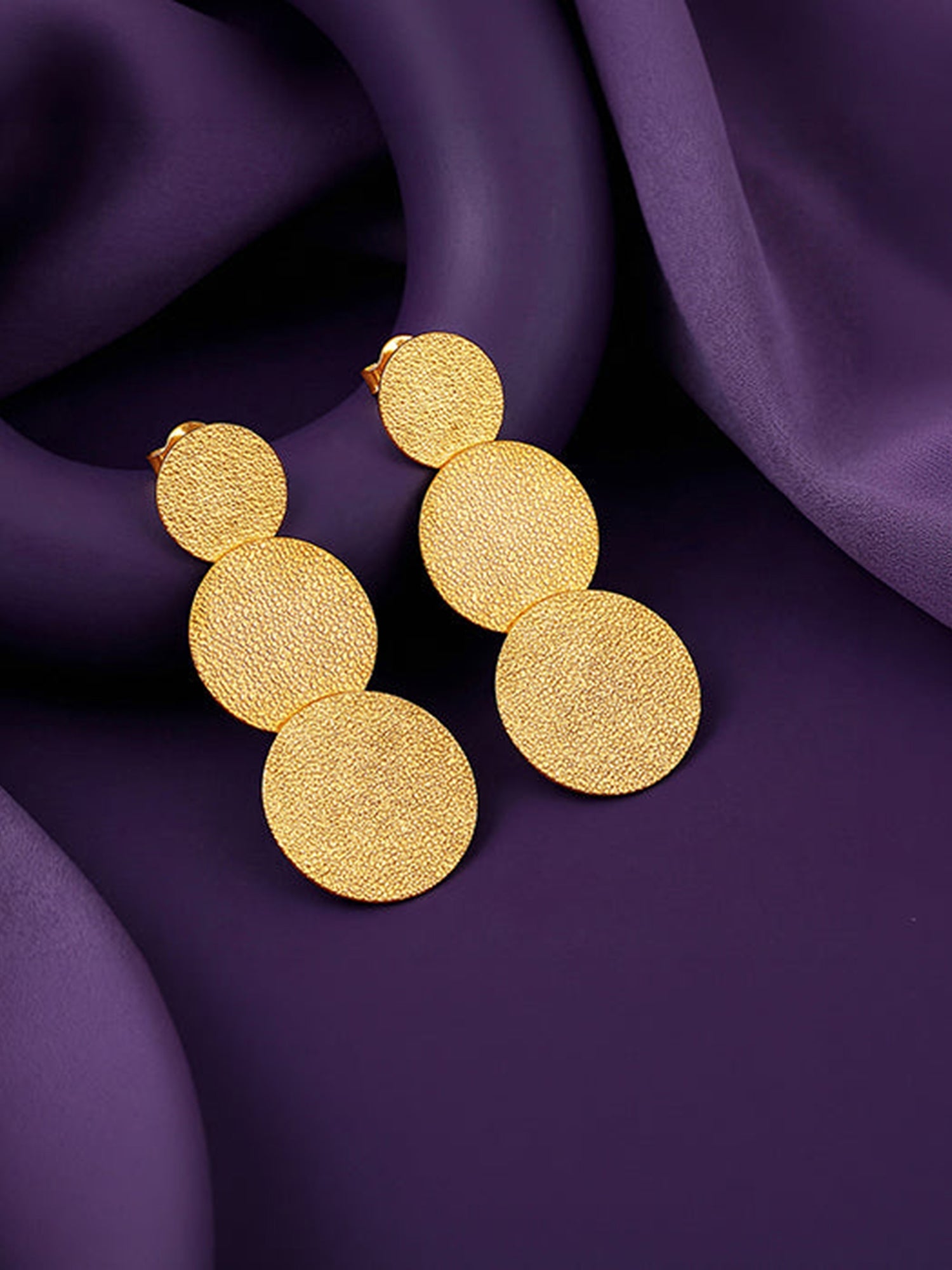 Golden Trinity Orbit Dangler Earrings
