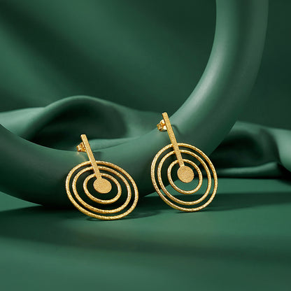 Golden Anahata Circle Earrings