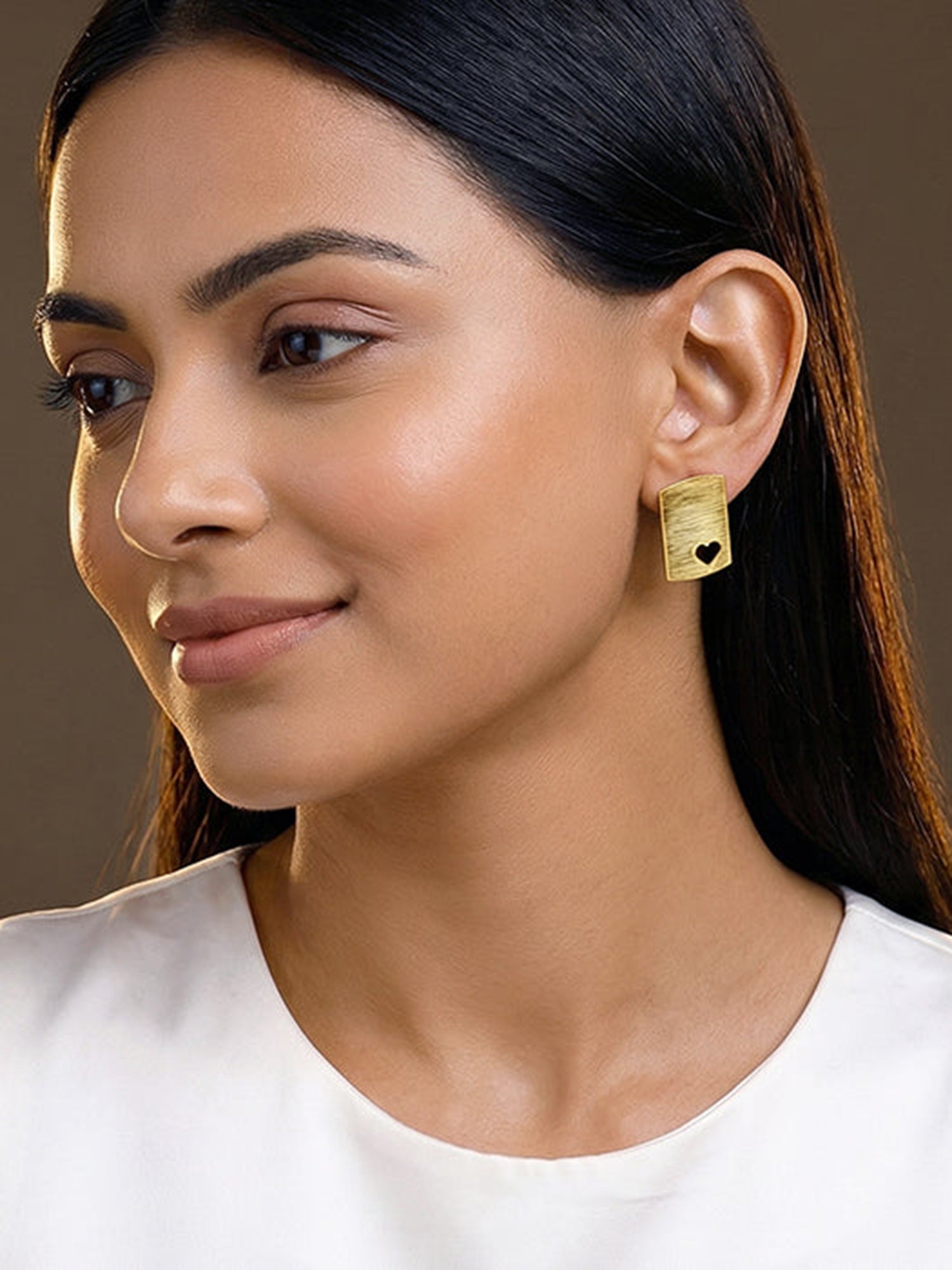 Golden Heart Aura Stud Earrings