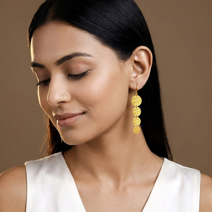 Golden Solar Cascade Dangler Earrings