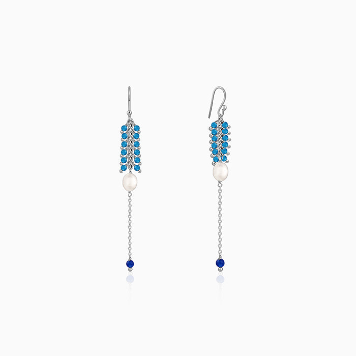 Silver Lupe Pearl Dangler Earrings