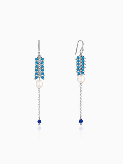 Silver Lupe Pearl Dangler Earrings