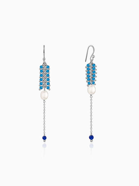 Silver Lupe Pearl Dangler Earrings