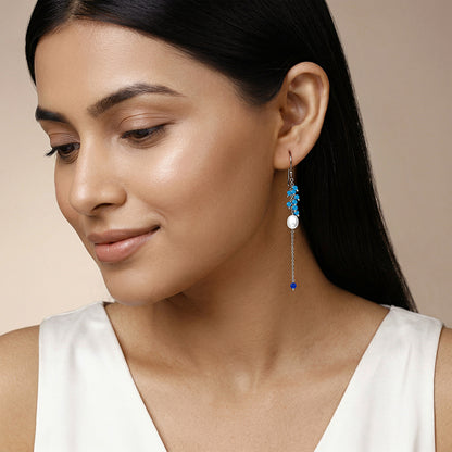Silver Lupe Pearl Dangler Earrings