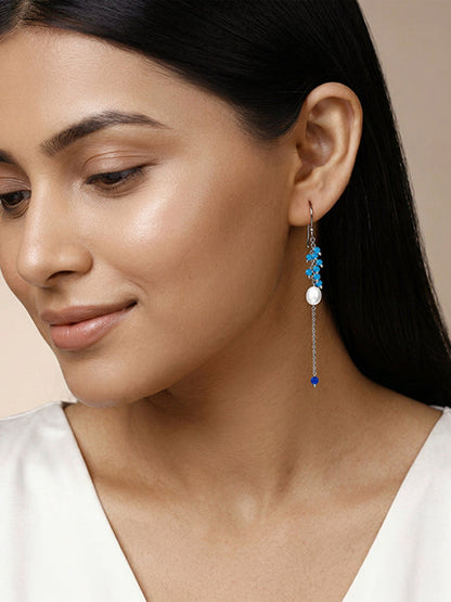 Silver Lupe Pearl Dangler Earrings