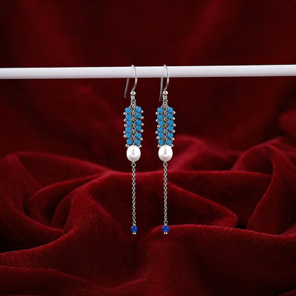 Silver Lupe Pearl Dangler Earrings