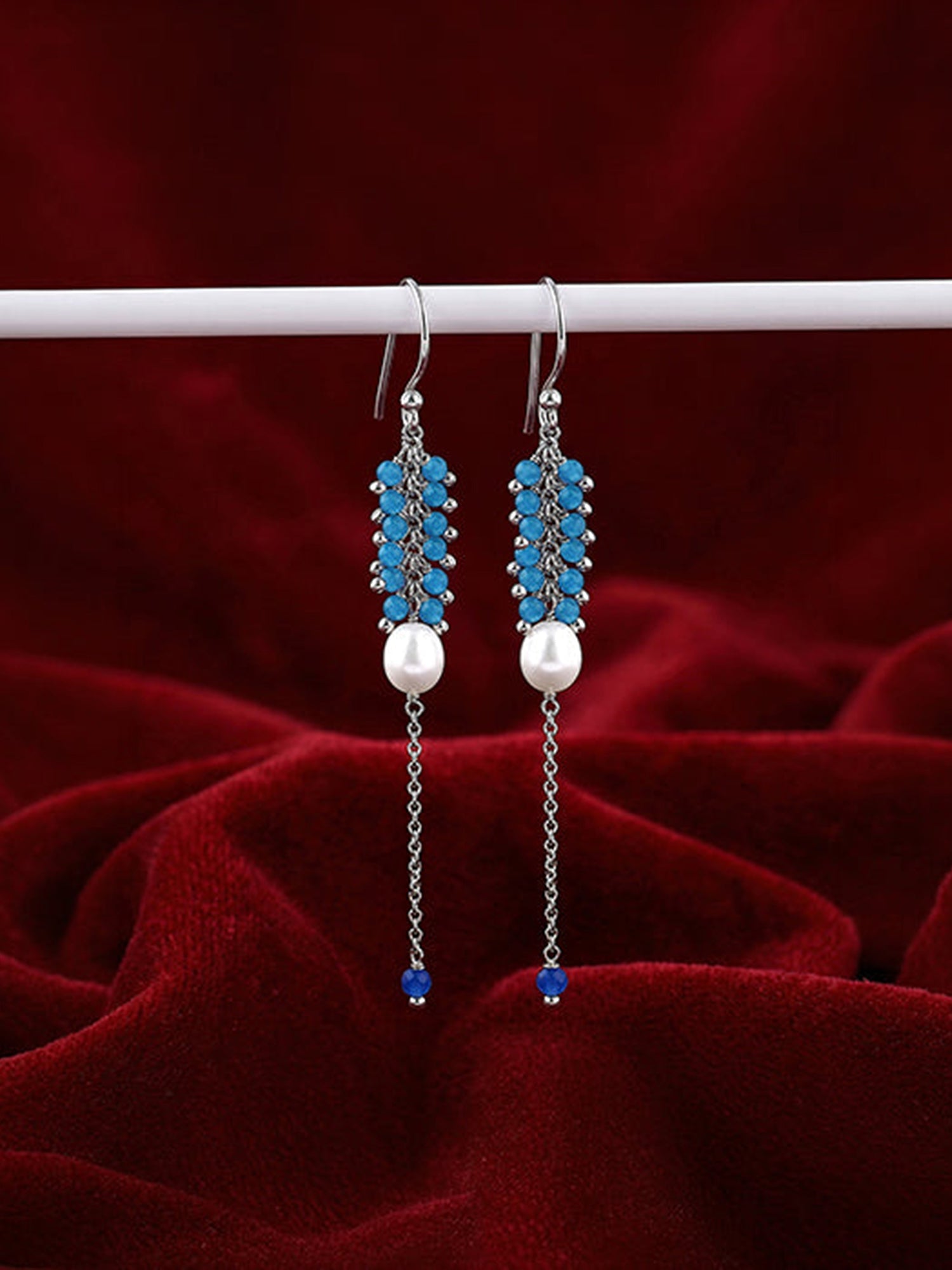 Silver Lupe Pearl Dangler Earrings