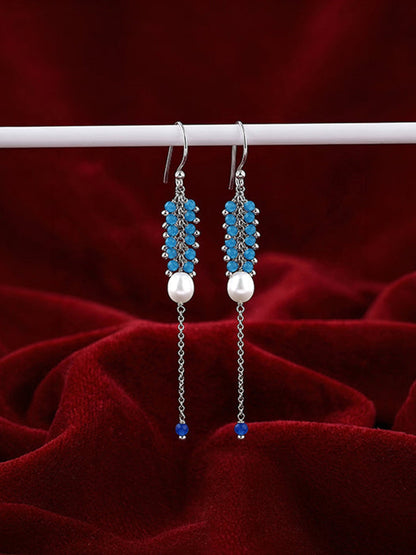 Silver Lupe Pearl Dangler Earrings