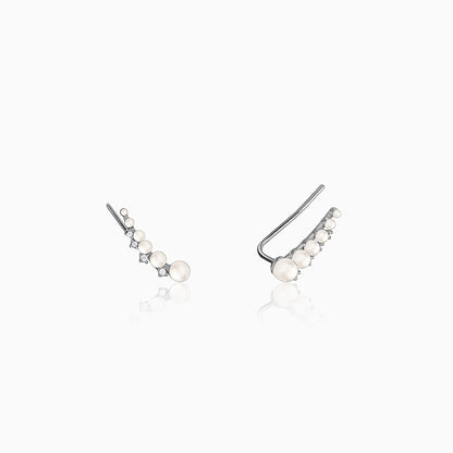 Silver Pearl Ascend Climber Earrings