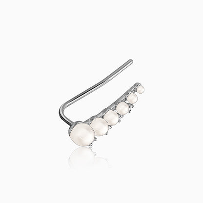 Silver Pearl Ascend Climber Earrings