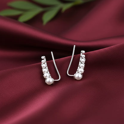 Silver Pearl Ascend Climber Earrings