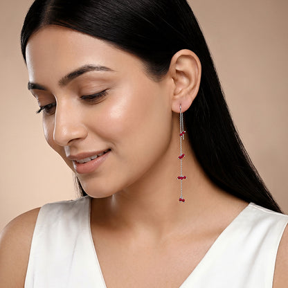 Silver Crimson Sui Dhaga Earrings