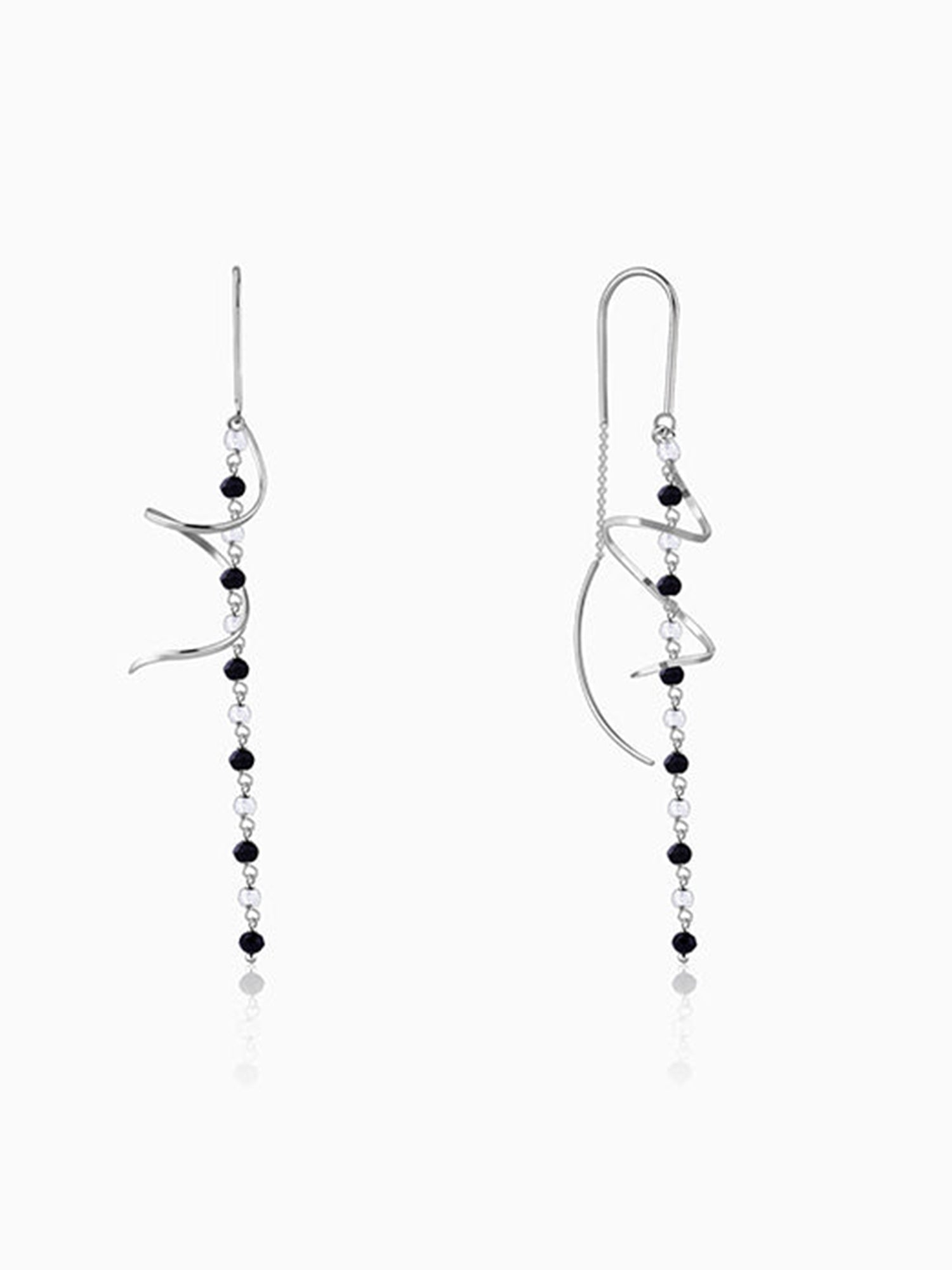 Silver Noir Swirl Dangler Earrings