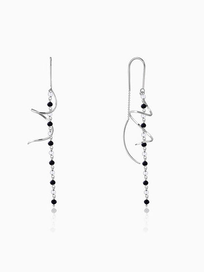 Silver Noir Swirl Dangler Earrings