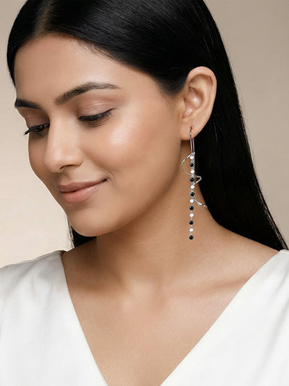 Silver Noir Swirl Dangler Earrings