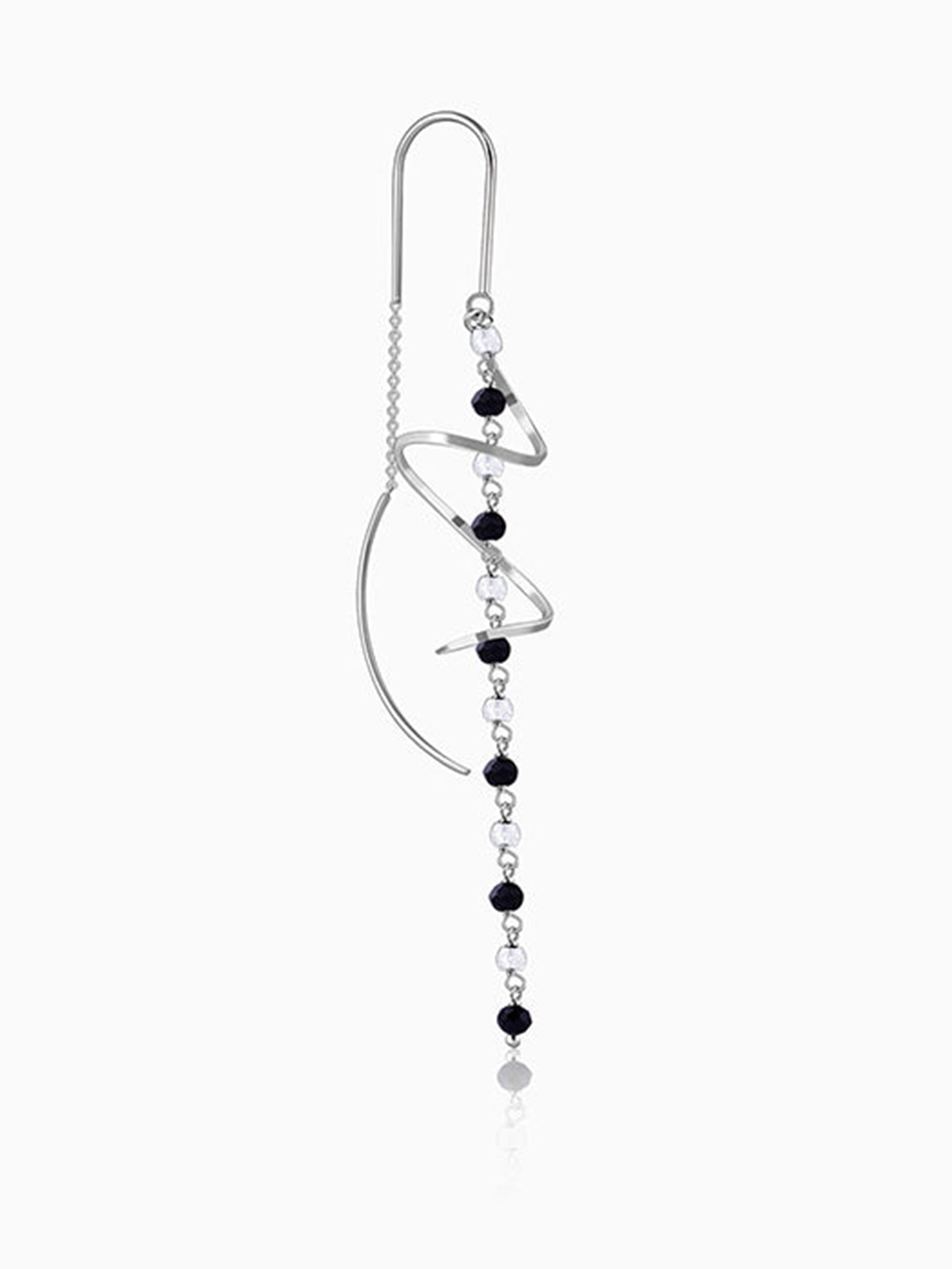 Silver Noir Swirl Dangler Earrings