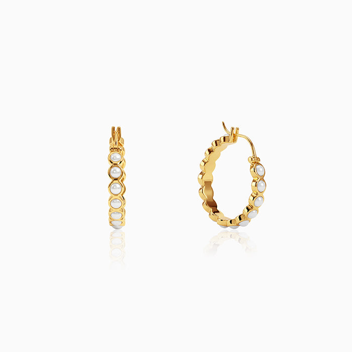 Golden Pola Pearl Hoops