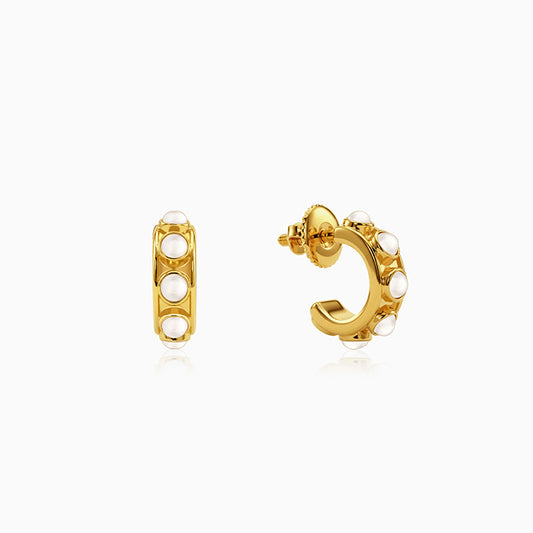 Golden Florence Pearl J Hoop Earrings