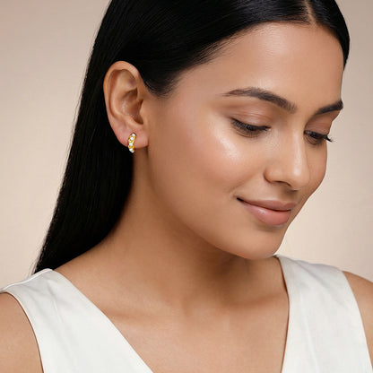 Golden Florence Pearl J Hoop Earrings