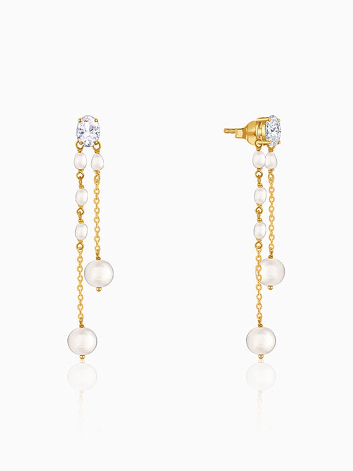 Golden Lovely Pearl Dangler Earrings