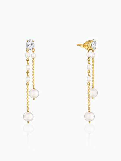 Golden Lovely Pearl Dangler Earrings