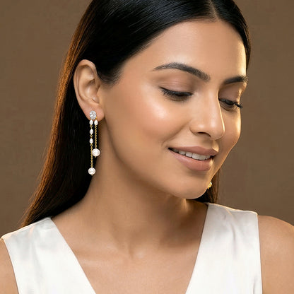 Golden Lovely Pearl Dangler Earrings