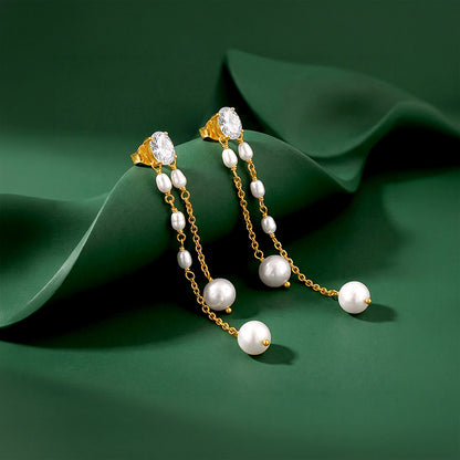 Golden Lovely Pearl Dangler Earrings