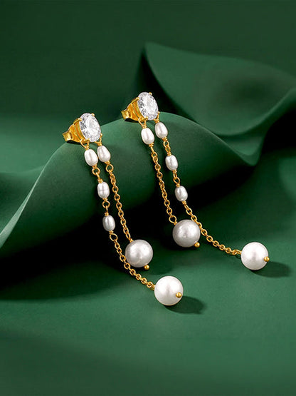 Golden Lovely Pearl Dangler Earrings