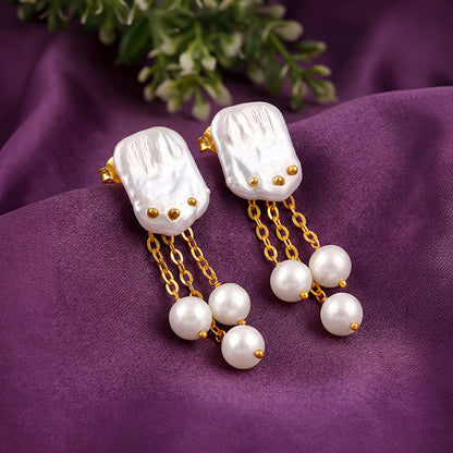 Golden Myrna Pearl Earrings