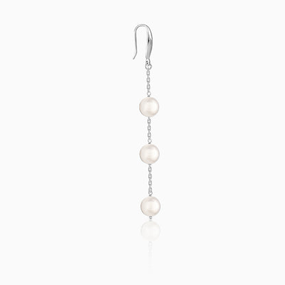 Silver Greta Garbo Pearl Dangler Earrings