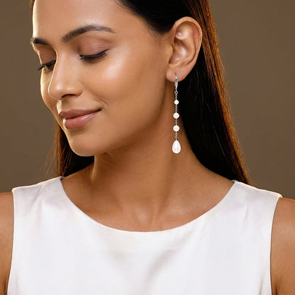 Silver Raquel Pearl Dangler Earrings