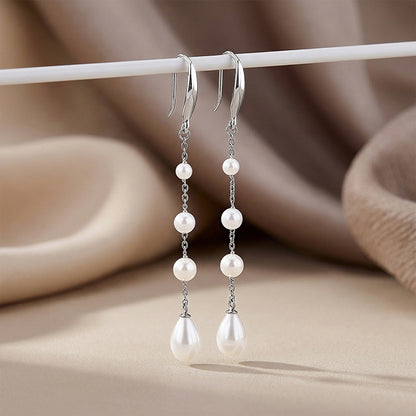 Silver Raquel Pearl Dangler Earrings