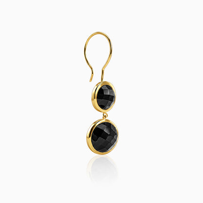 Golden Black Chalcedony Dangler Earrings