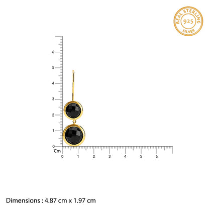 Golden Black Chalcedony Dangler Earrings