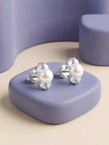 Silver Crawford Pearl Studs