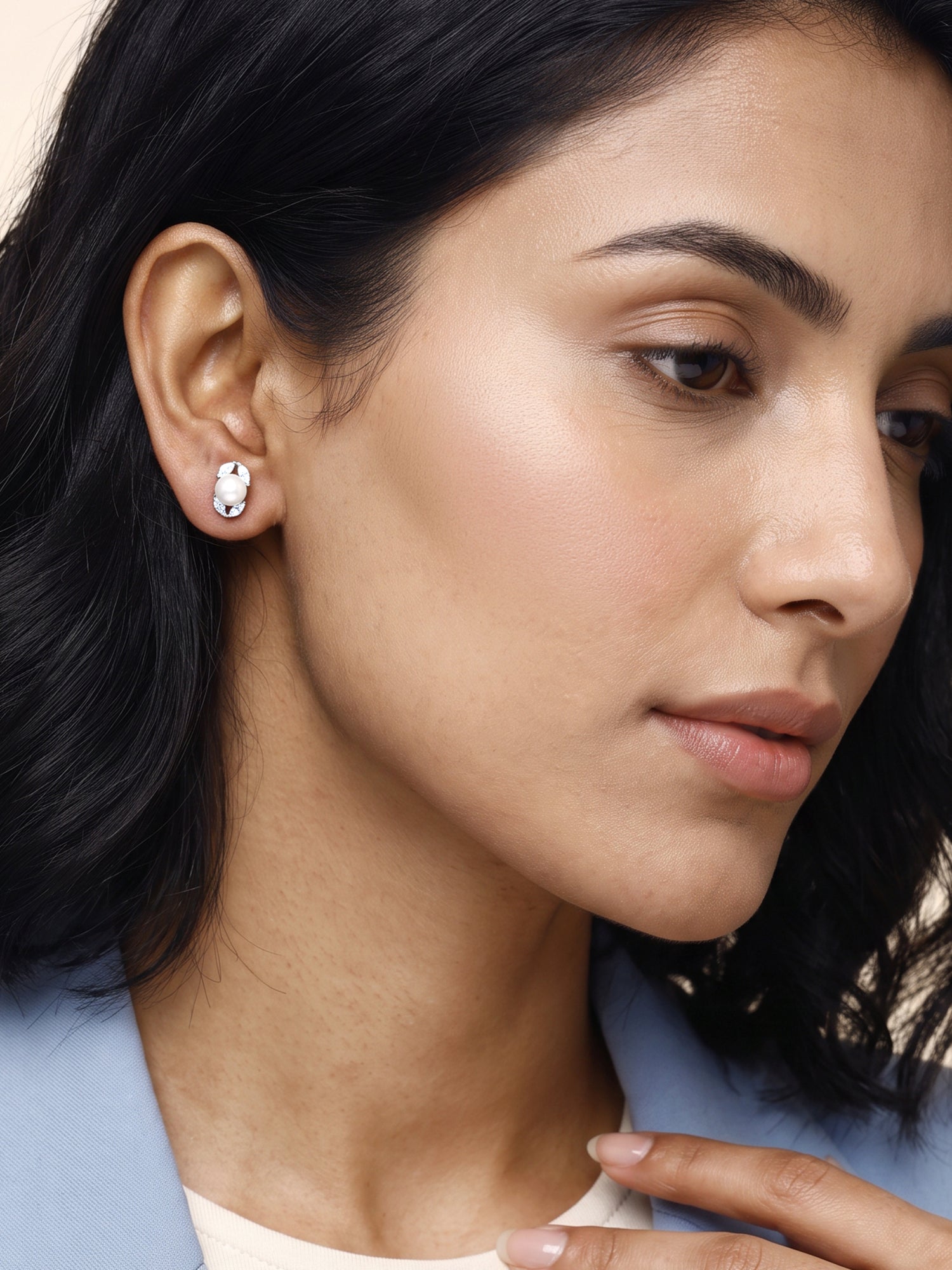 Silver Crawford Pearl Studs
