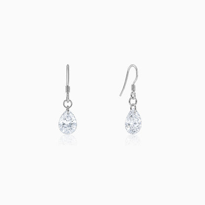 Silver Crystal Dew Drop Earrings