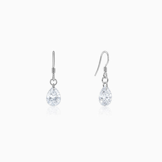 Silver Crystal Dew Drop Earrings