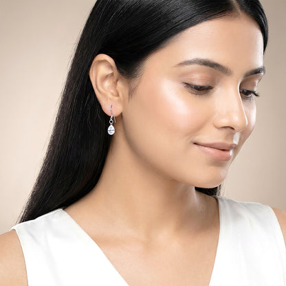 Silver Crystal Dew Drop Earrings