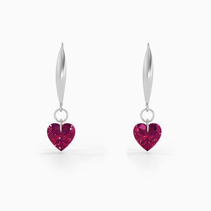 Silver Crimson Love Earrings
