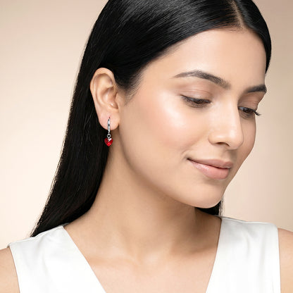 Silver Crimson Love Earrings