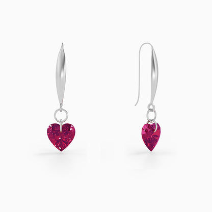 Silver Crimson Love Earrings