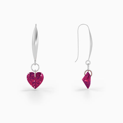 Silver Crimson Love Earrings