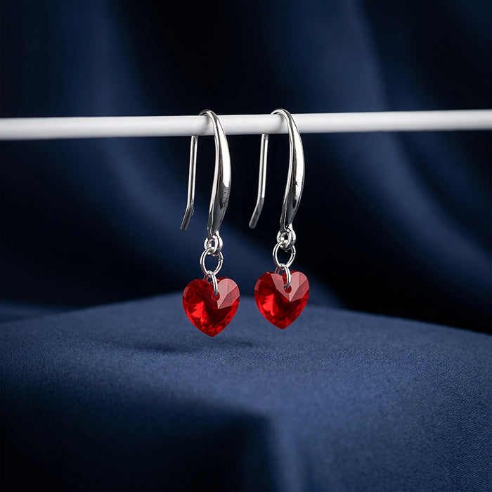 Silver Crimson Love Earrings