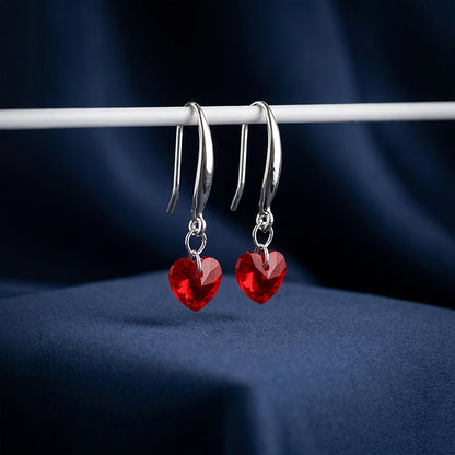 Silver Crimson Love Earrings