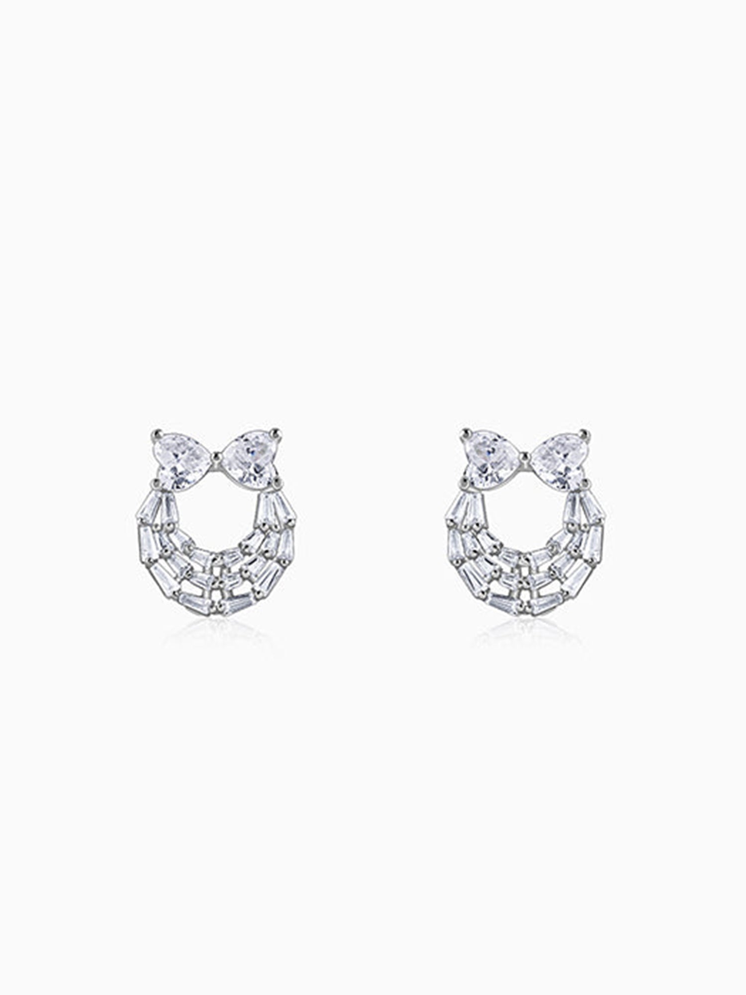 Silver Bow Heart Earrings