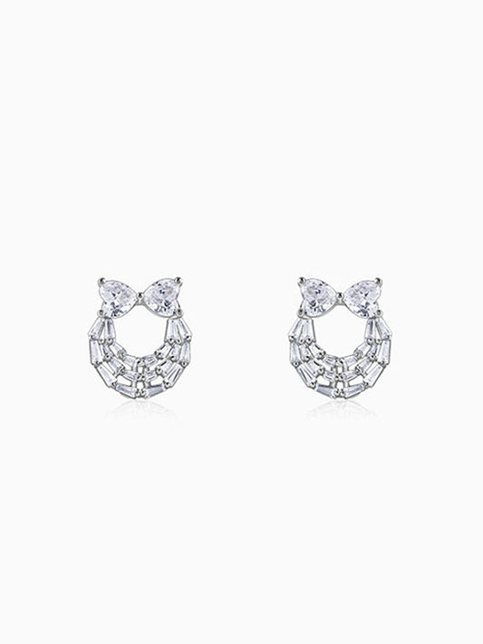 Silver Bow Heart Earrings