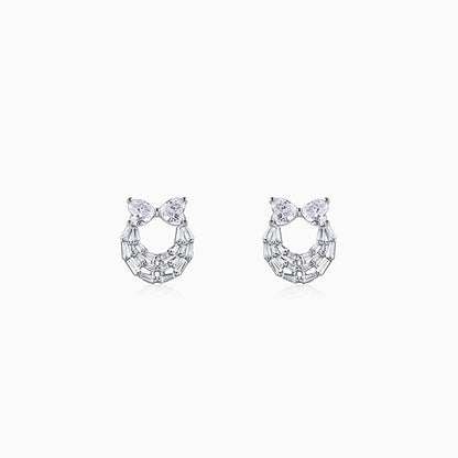 Silver Bow Heart Earrings