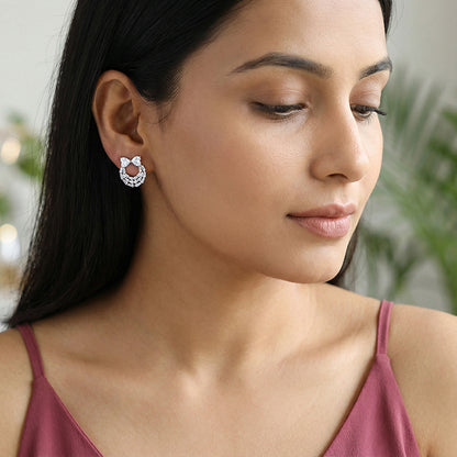 Silver Bow Heart Earrings