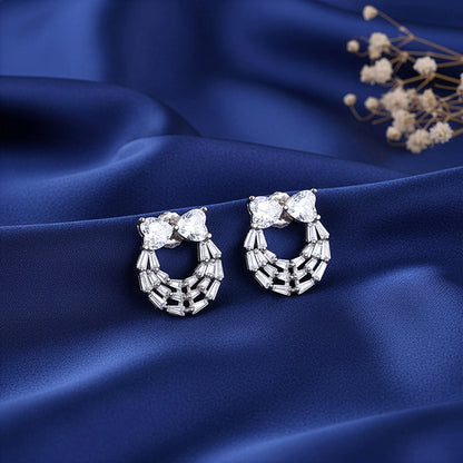 Silver Bow Heart Earrings